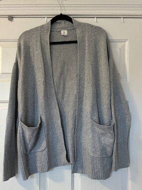 Target A New Day Women's Open Front Cardigan Gray Pockets Medium Cotton Blend